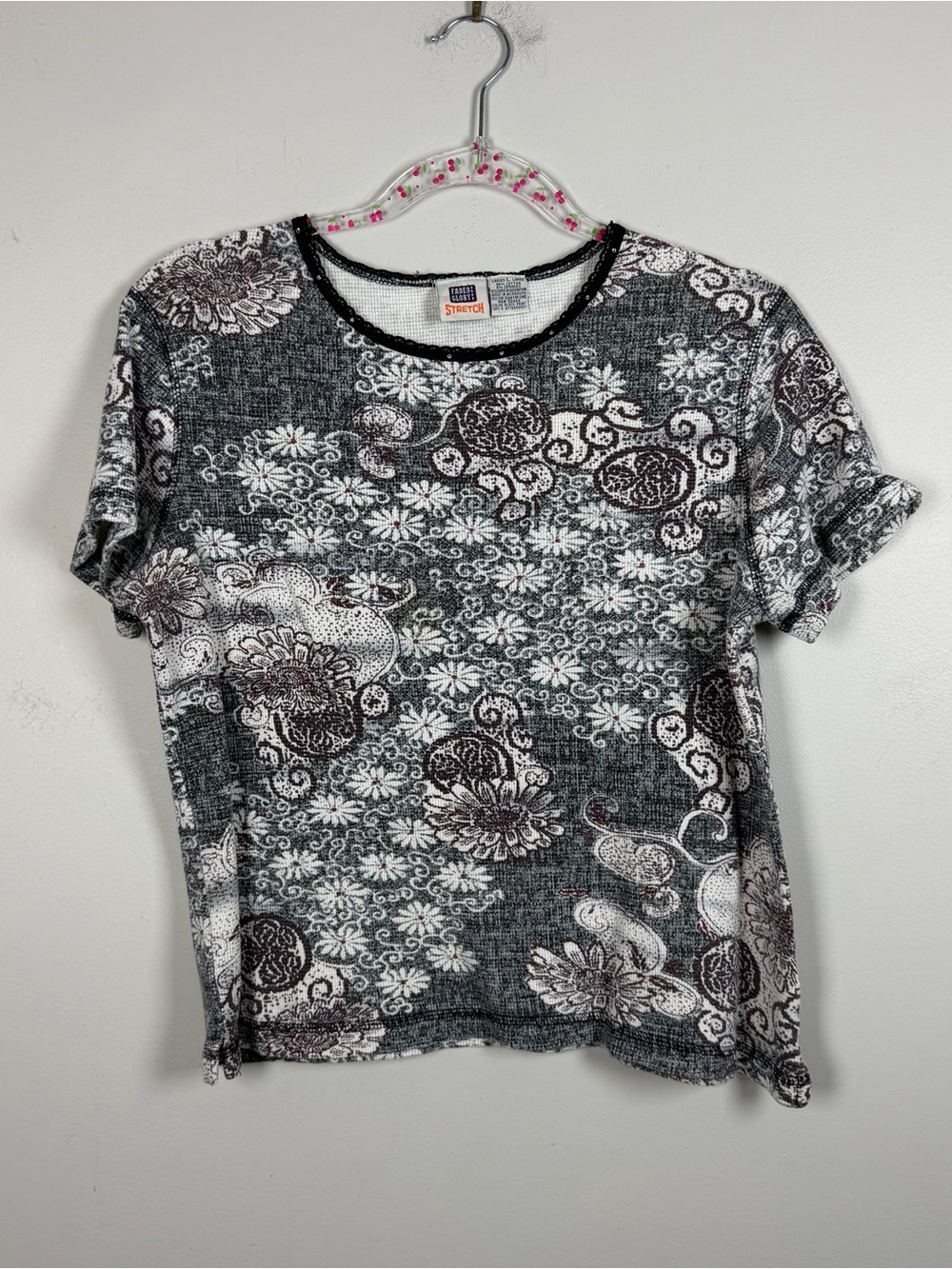 Vintage Faded Glory Y2K 90s Asian Floral Babydoll Tee Top Grunge Festival Large